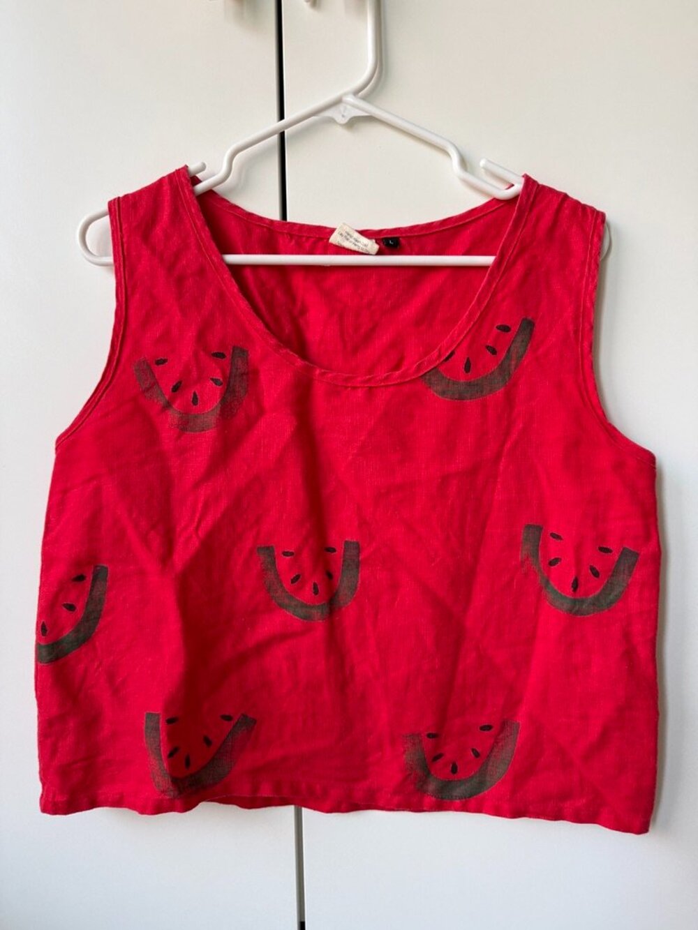 Jenny Lemons red watermelon print cropped tank top